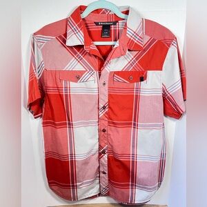 Black Diamond Men's Rust and White Plaid Technician Shirt - Size L